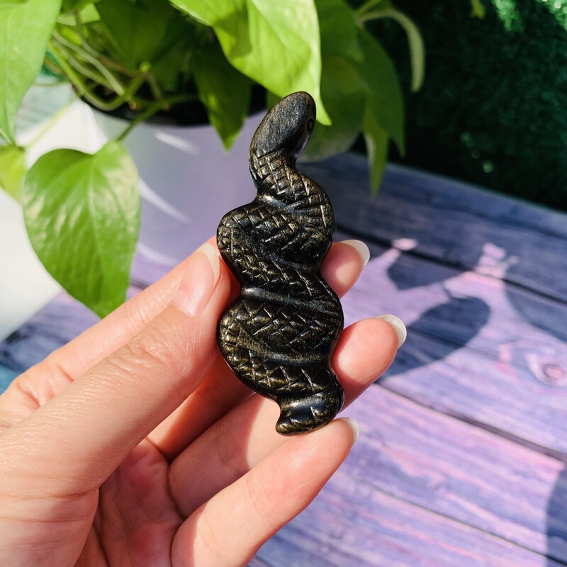 天然水晶金曜石原石雕刻蛇 水晶小摆件挂件  热销 图 9