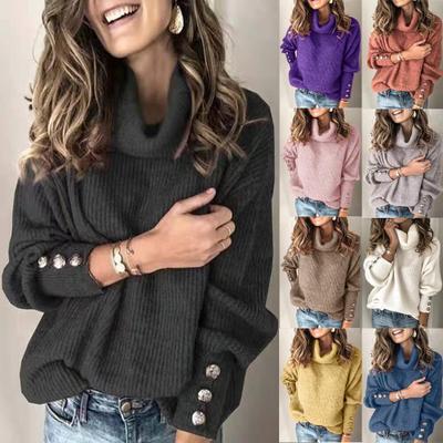 2023wish cross-border autumn and winter European and American Foreign trade Women's sweater turtleneck sweater top in stock