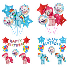 新款小马碧琪云宝珍奇彩虹独角兽气球套装生日快乐宝莉马铝膜气球