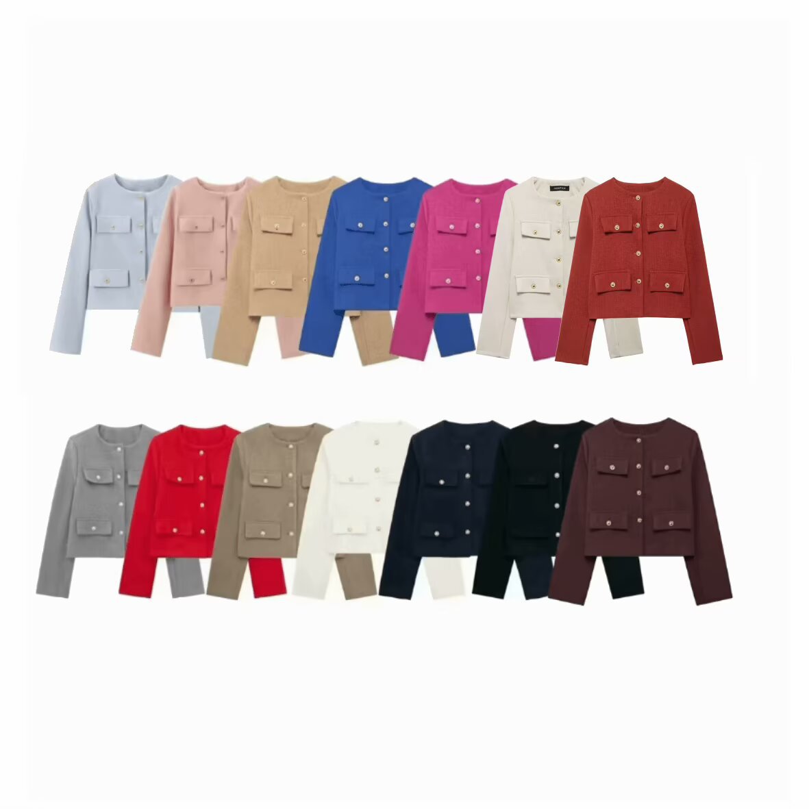 Qadın qısa jaket, yaxalıklı, yaz üçün casual iş geyimi