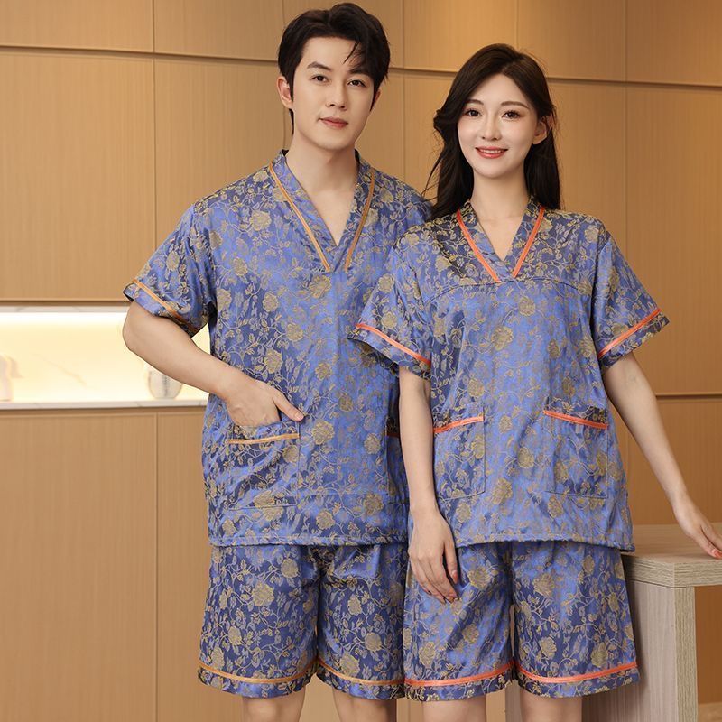 跨境2025新款汗蒸服女款涤棉浴服美容按摩服男大码足疗店洗浴桑拿