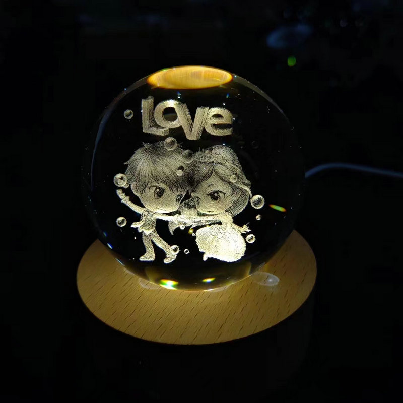 創意発光水晶球小夜灯内彫刻工芸品水晶置物星座球卒業記念品水晶球|undefined