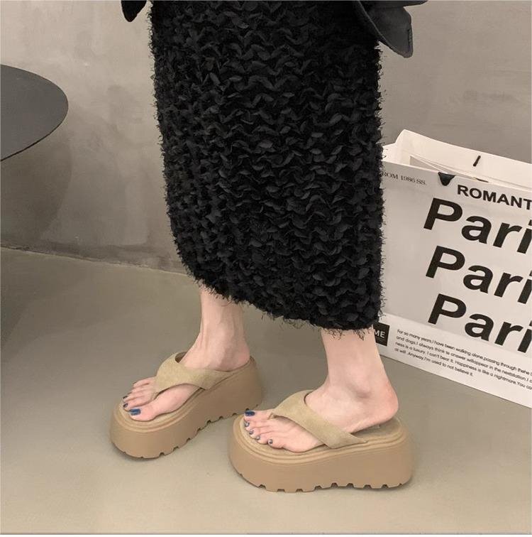 松糕厚底夹脚人字拖女高跟时尚凉拖鞋女夏外穿新款沙滩夹趾凉鞋子|undefined