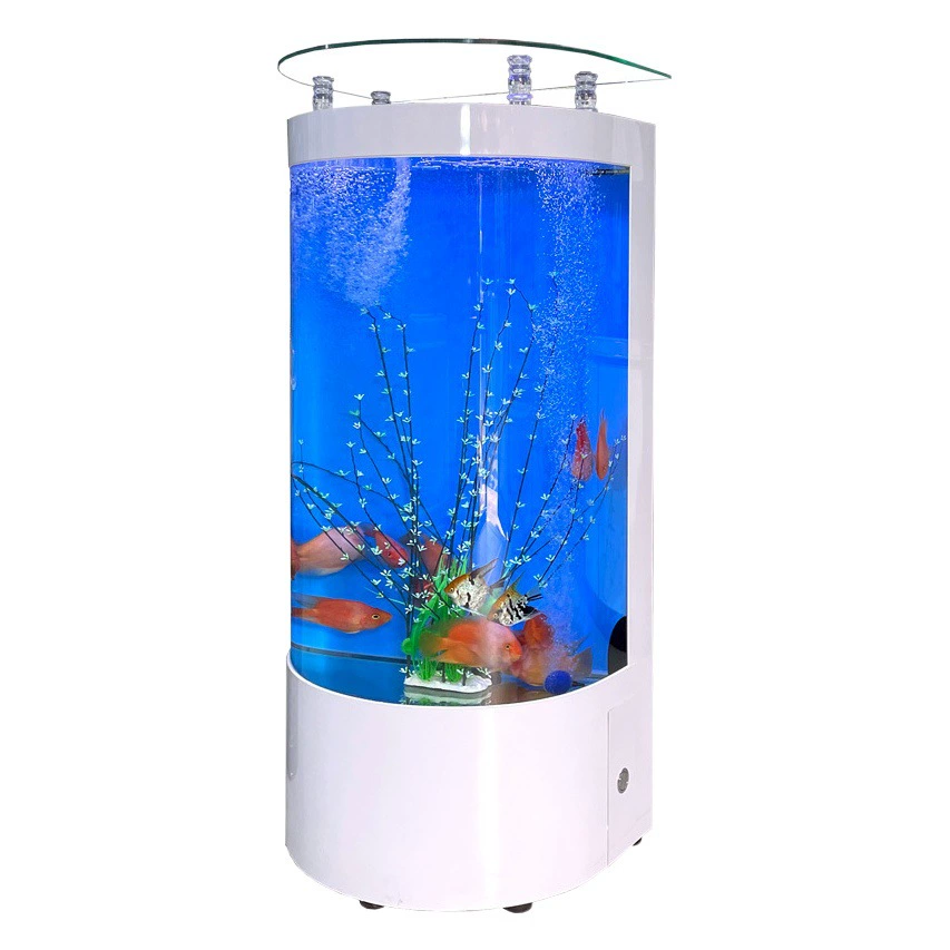 Легкий роскошный полукруглый аквариум в европейском стиле для гостиной, бытовой полукруглый пол среднего размера, стеклянный эко-аквариум, аквариум без воды