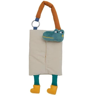 2024 Hanging Car Interior Tissue Holder with Cute Plush Decoration for Armrest Box, Portable and Adorable (Car tissue box/set) - crocodile-tissue-paper-bag