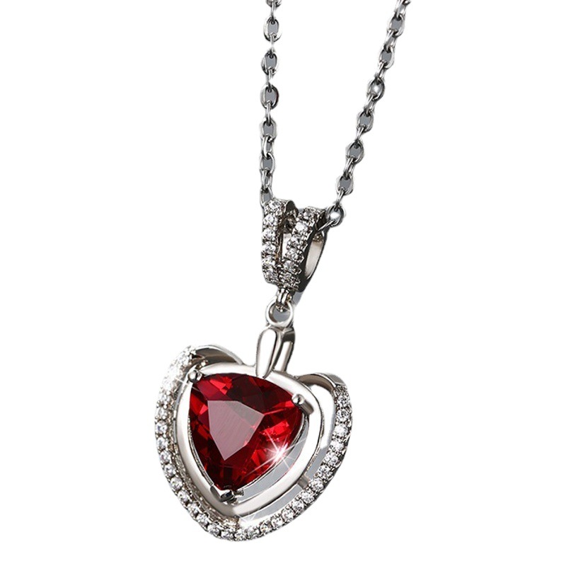 Xupar joyería artificial rubí rojo en forma de corazón colgante hembra Luz de lujo nicho de alto grado amor COLLAR COLGANTE al por mayor