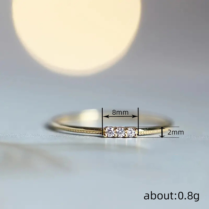 曹適のシンプルな幾何学模様の重ね付けリング 女性用 絶妙な日常使いのアクセサリー ファッション性の高いミニマリストな円形ジルコニア|undefined