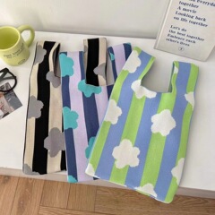 新款亞馬遜花朵包針織包批發大容量托特包學生單肩包包毛線包工廠