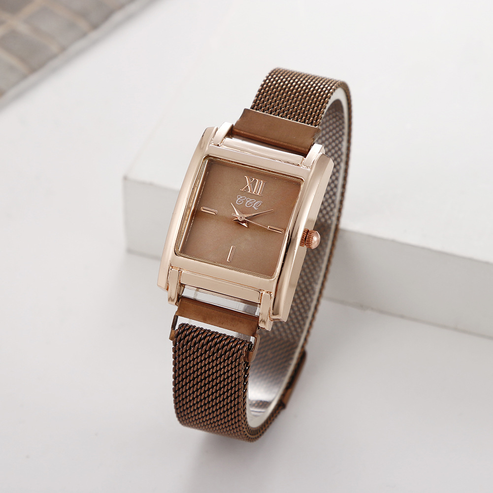 New fashionable and minimalist square small dial, popular on the internet, trendy magnetic buckle, mesh strap, quartz_voghion.com