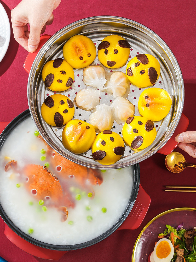 国潮风电火锅多用双层微电脑式电饭锅蒸煮炖一体式火锅批发