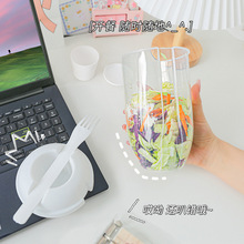 T沙拉杯批发大容量带叉子创意带盖学生便携式水果蔬菜早餐牛奶杯