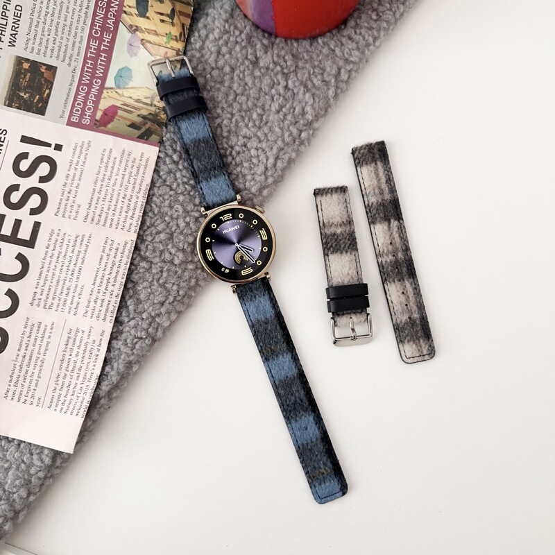 Suitable for Huawei gt4 strap watt4 watch gt3 Plaid gt2 Pro woolen 18mm leather Smart watch Suitable for Huawei gt4 strap watt4 watch gt3 Plaid gt2 Pro woolen 18mm leather Smart watch