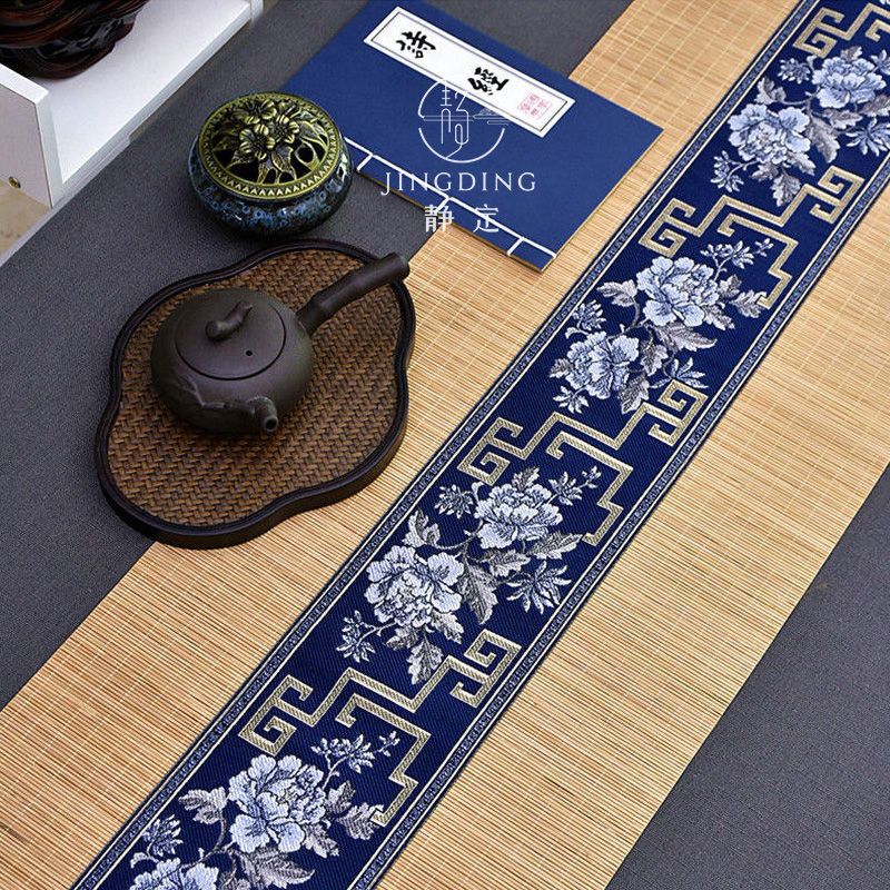 Table flag Fabric art Cotton and hemp New Chinese style tea cloth Retro tea table Table mats Tea ceremony Liujunzi