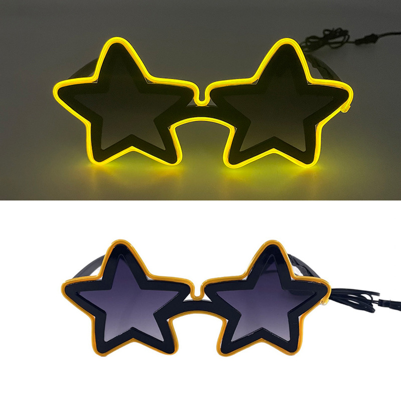 Nuevas gafas luminosas LED, barra de fiesta, festival de música de Bengdi, gafas luminosas de estrella de cinco puntas, accesorios brillantes