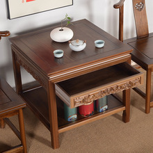 抽屉全实木小方桌沙发侧边几角几榆木客厅四方小茶几新中式茶台柜
