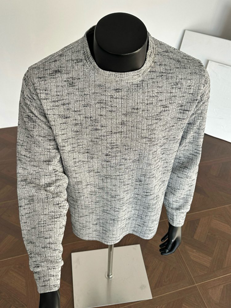 Herren T-shirt Mit Schneeflockengarn Langarm Lockerer Strickpulli_voghion.com