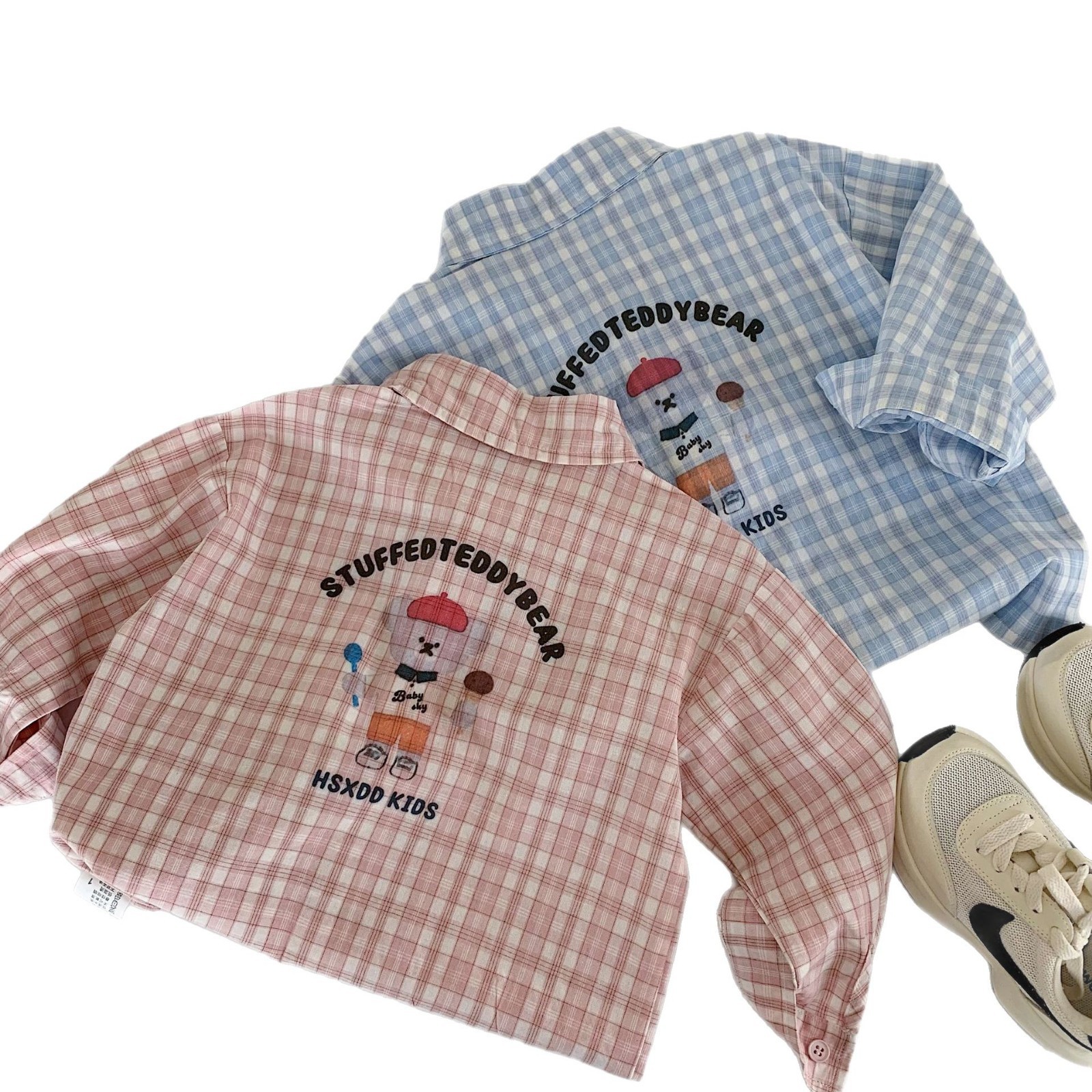 Camisas infantiles Mai Bao 2025 primavera nueva camisa a cuadros coreana para niños, camisa para bebés, camisa para bebés, moda de ropa infantil