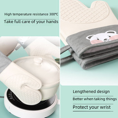 Kitchen Baking Silicone Microwave Oven Heat Resistant Gloves Two-finger Double-sided High Temperature Oven Gloves 