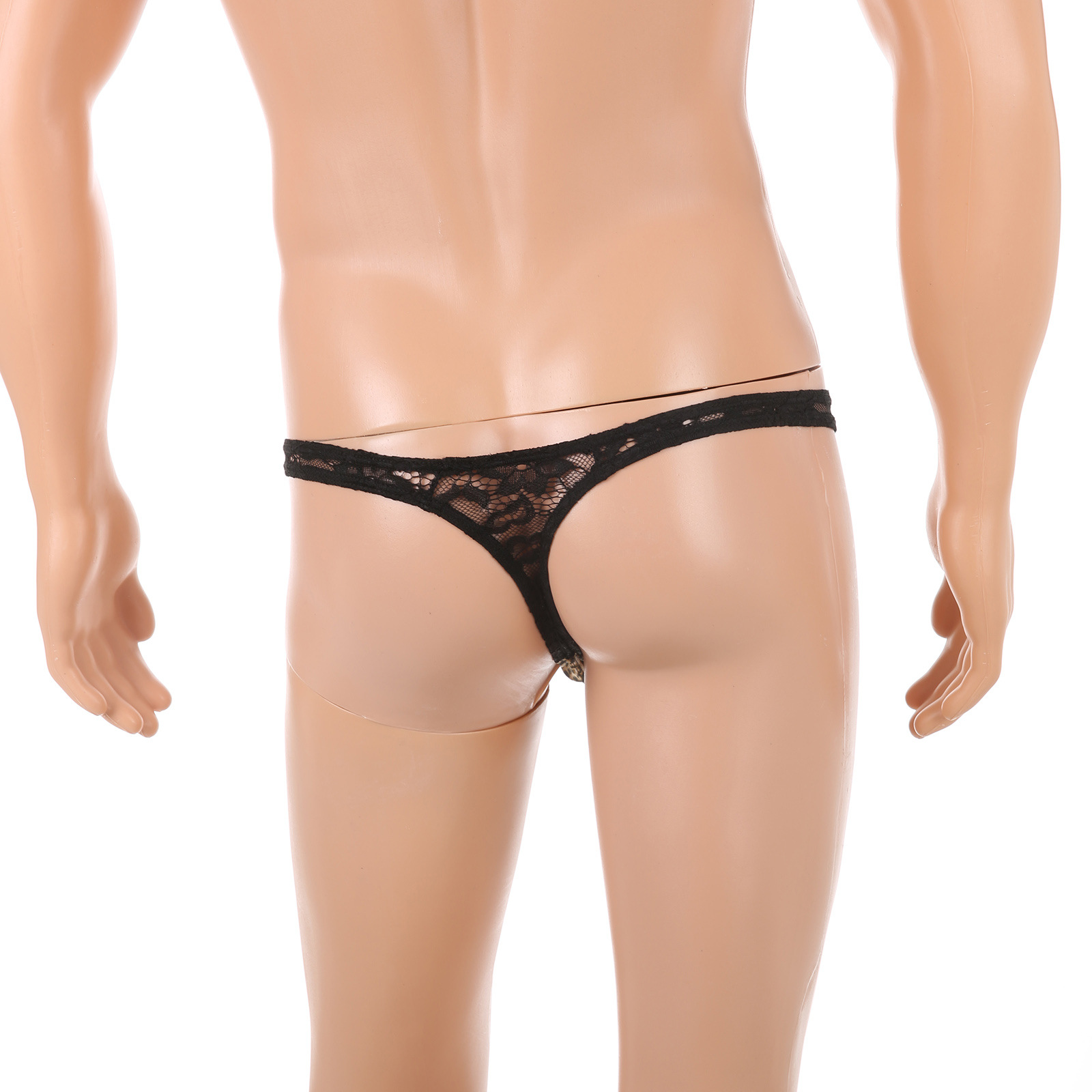 Sous-vêtements pour hommes, string ultra-sexy en dentelle imprimée léopard, lingerie érotique charmante et sexy_voghion.com