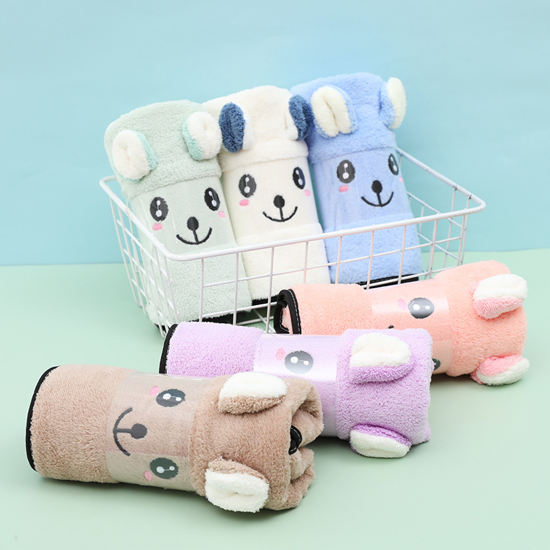 Coral velvet face towel cartoon embroidery rabbit ears absorbent adult towel adult household face towel factory wholesale Coral velvet face towel cartoon embroidery rabbit ears absorbent adult towel adult household face towel factory wholesale