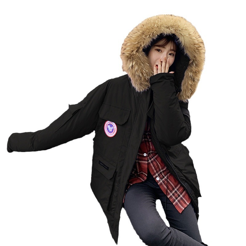 2024 ropa de algodón mujer pareja chaqueta de invierno ropa de clase media y larga pieza de herramientas para superar el cuello grande chaqueta de esquí chaqueta de hombre