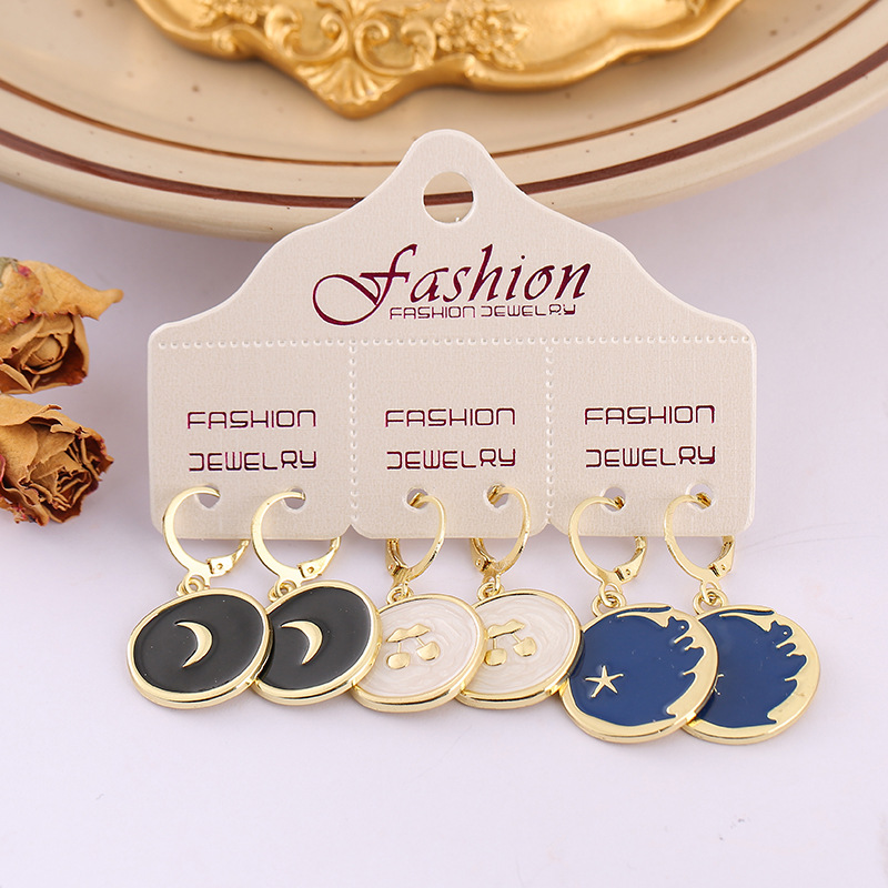 1 Set Fashion Flower Alloy Enamel Womenu0027S Dangling Earrings