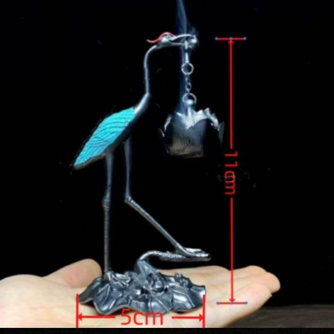 학 향로 - 높이 11.5 [빨간 머리]