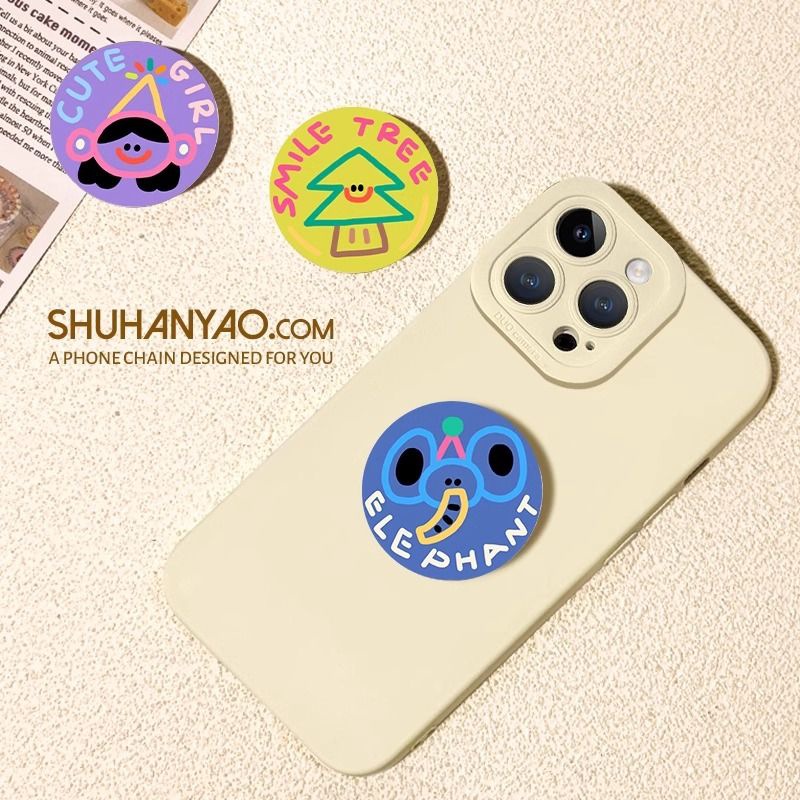 Elefante de dibujos animados circular creativo para el soporte de airbag de teléfono móvil pegado rotativo 360 retráctil perezoso persiguiendo el drama de escritorio