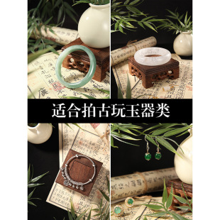 Ancient Style Photo Props, Antique Jade Dolls, Background Layout, Food Posing, Wood Grain Photography Background Board
