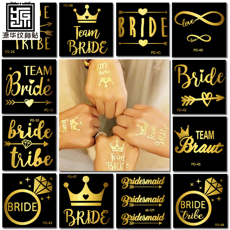 Team Bride Bronzing Tattoo Sticker Wedding Bride Bachelorette Party Tattoo Sticker Bridesmaid Tattoo Sticker