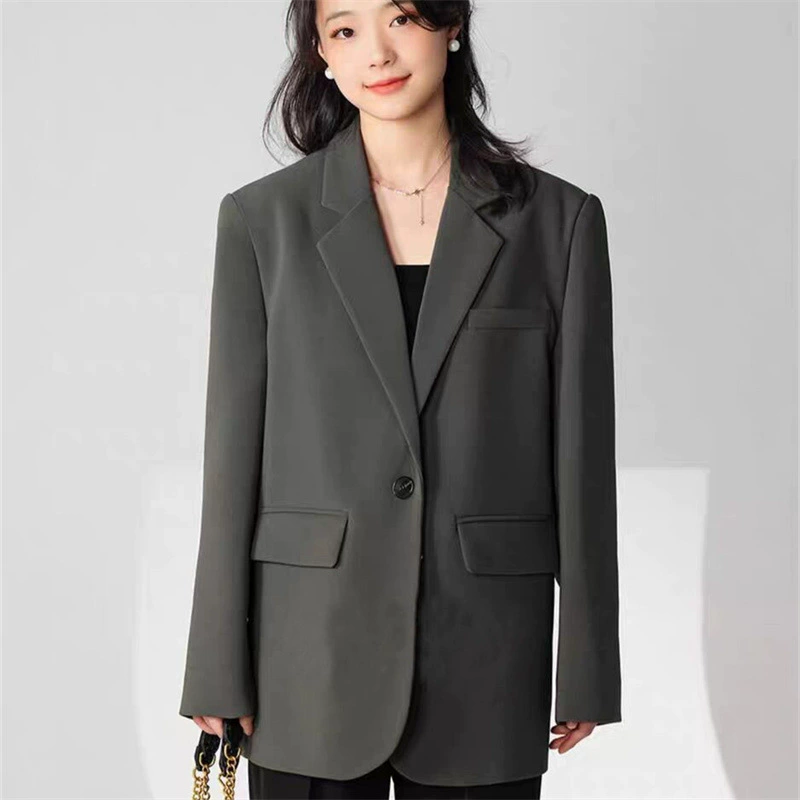 Весенний и осенний тонкий серый пиджак для женского высокого уровня дизайна