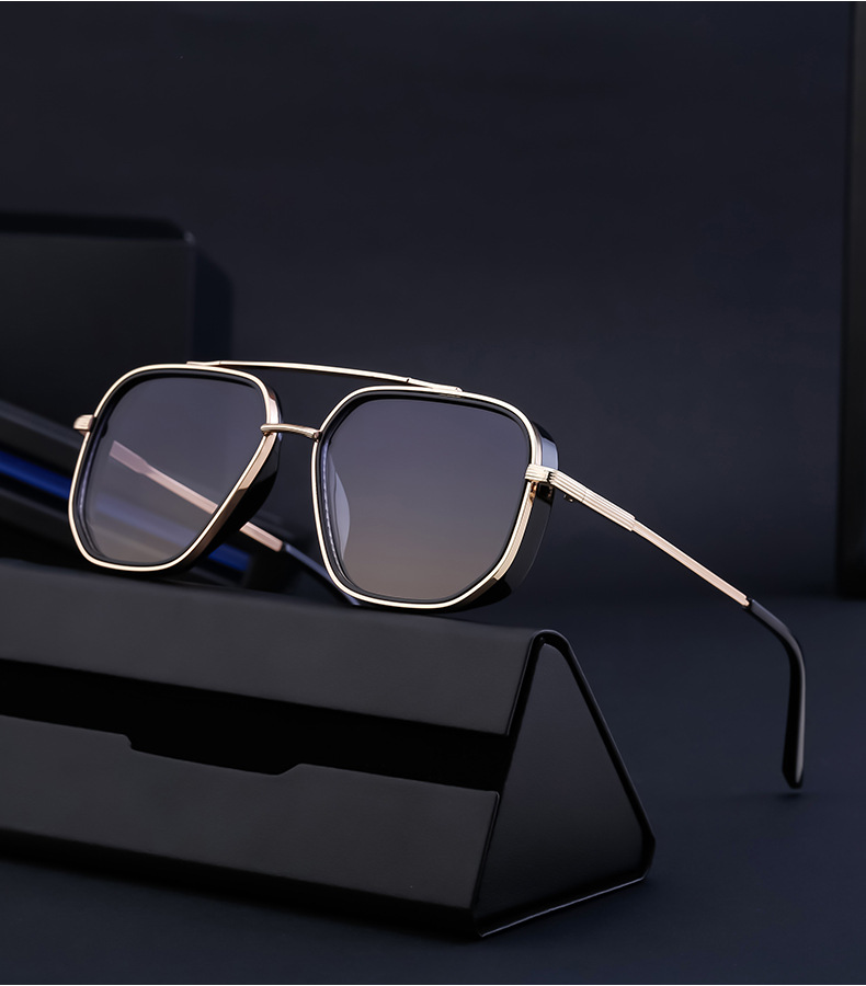 Lunettes de soleil polyvalentes décontractées et polyvalentes, Style Punk européen et américain pour hommes, boîte rétro, nouvelle tendance 2024_voghion.com