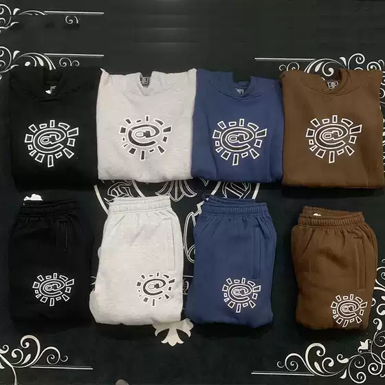 ADWYSD Sun Swirl Fleece-Lined Sweatshirt and Sweatpants Set, Hoodie and Jogger Pants, Casual Streetwear Two-Piece Set