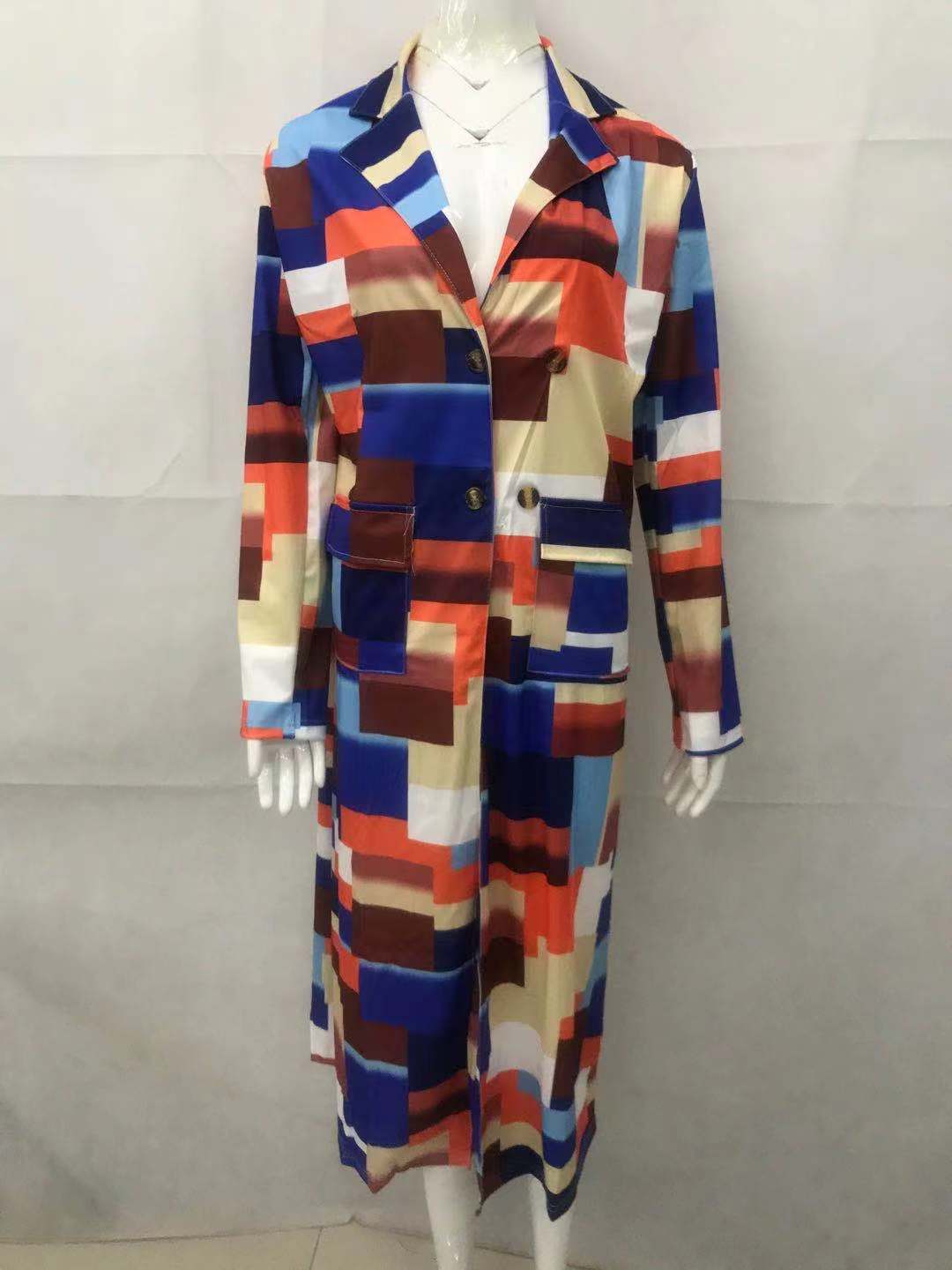 Women's Coat Autumn Winter Plaid Double Breasted Lapel Windbreaker_voghion.com