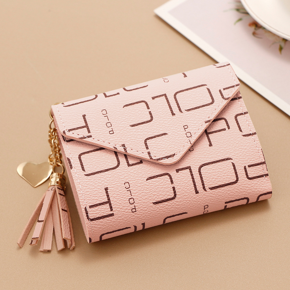 Nueva billetera para mujer, versión coreana, billetera de tres pliegues para niñas, bolso corto para tarjetas POLC, bolso para tarjetas transfronterizo pequeño y simple al por mayor