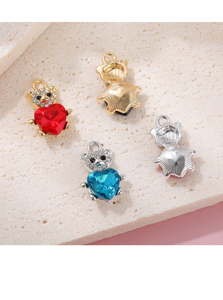 DIY Jewelry Accessories Classification 10 PCS/Package Quantity 10 PCS/Package 14.3*21.1mm Alloy Zircon Bear Jewelry Accessories Pendant