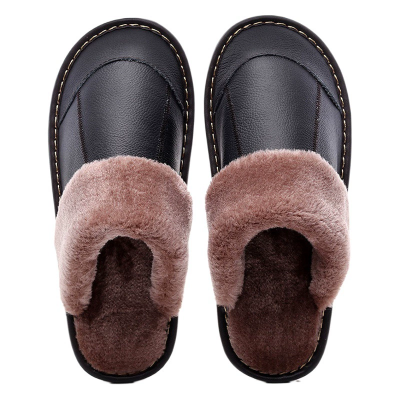 Хлопковые тапочки с толстой подошвой, домашние утолщенные теплые Нескользящие домашние тапочки для пар, домашние кожаные Тапочки