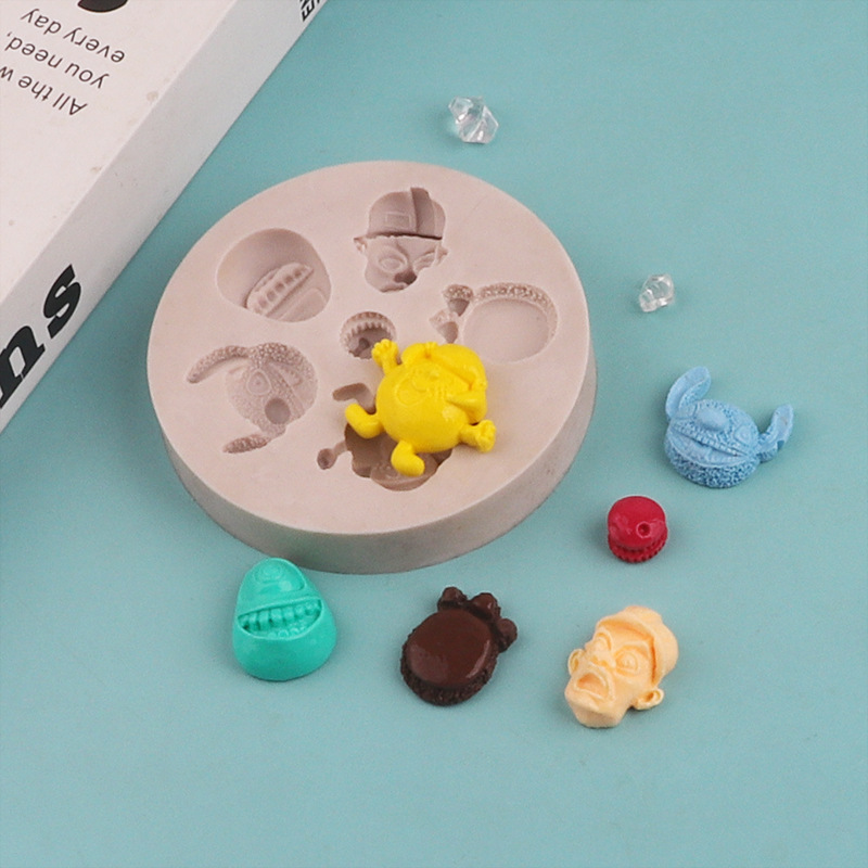 Molde de pastel de silicona pequeño juguete huellas fondant chocolate molde caramelo galletas molde DIY hornear herramienta