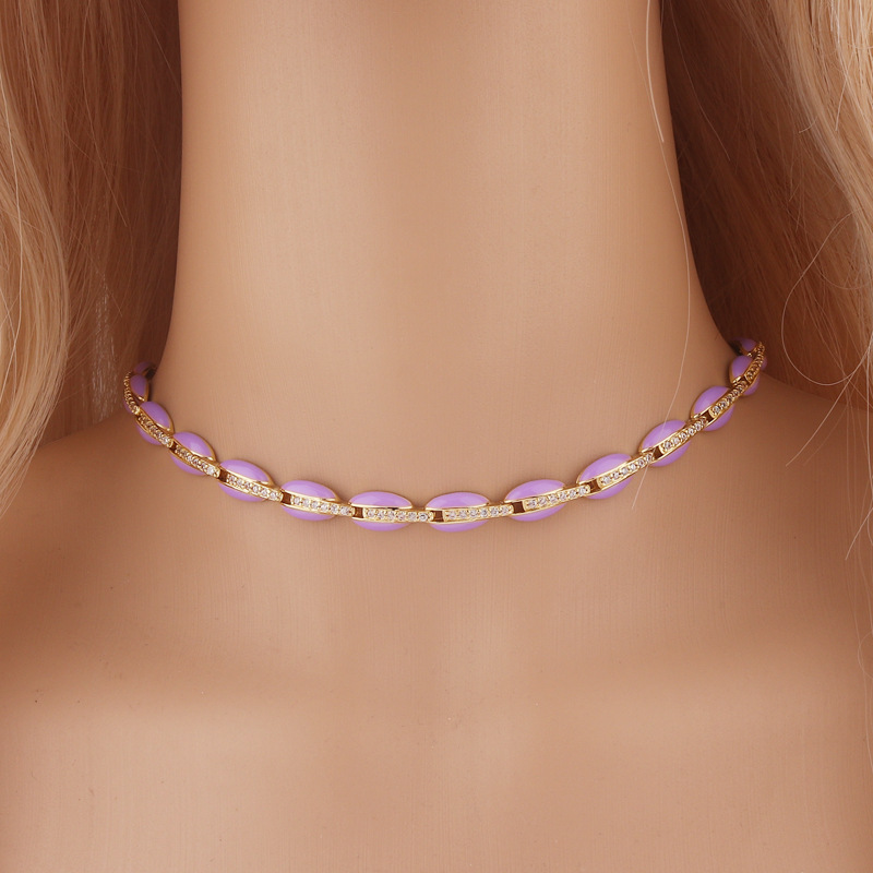 Fashion Geometric Copper Choker Inlay Zircon Copper Necklaces