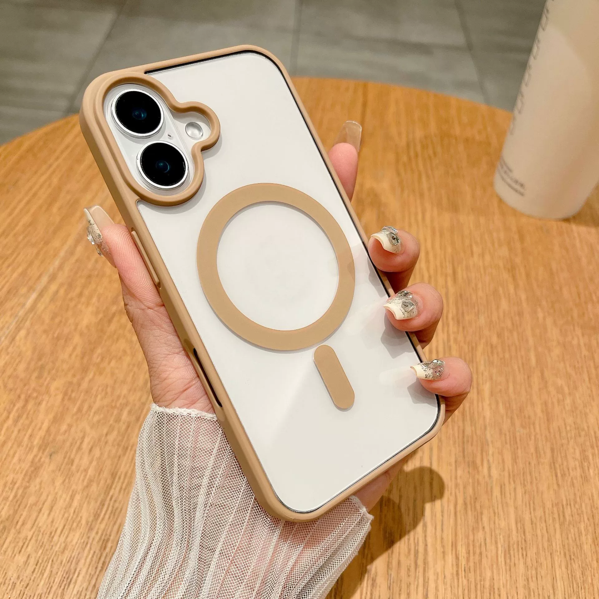Чехол для телефона Apple iPhone16 из акрила с магнитным кольцом, против пожелтения и защита от падения