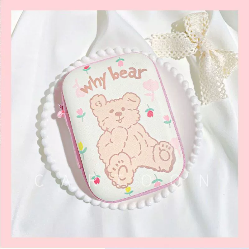 Organizer Storage Bag, Cute Printed Zipper Case, Portable 14×10×3 cm, Phone & Accessories