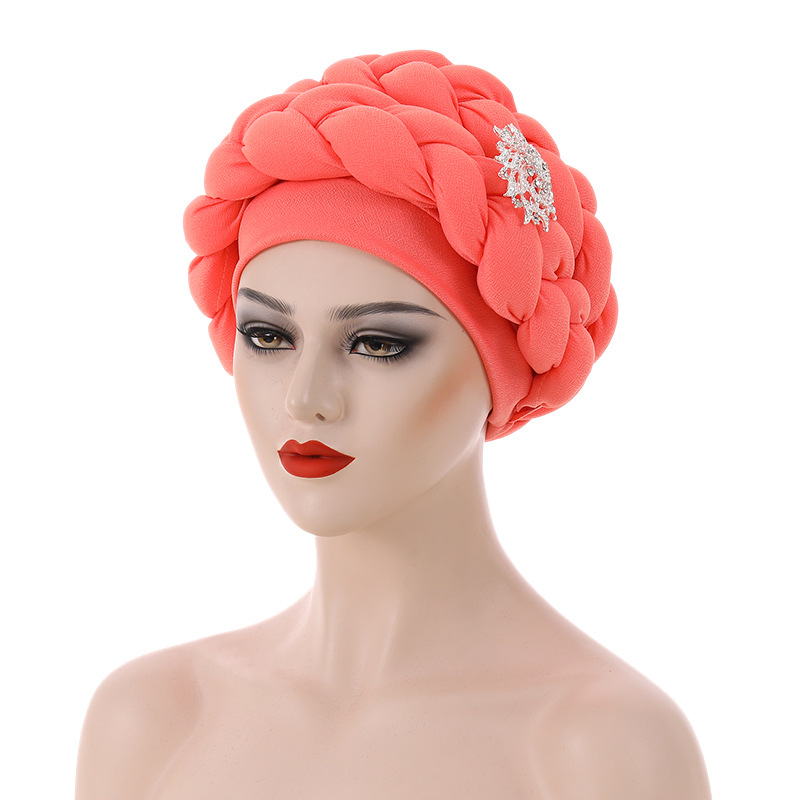 Muslim hat Autumn African hand-braided hat with accessory turban wrap_voghion.com