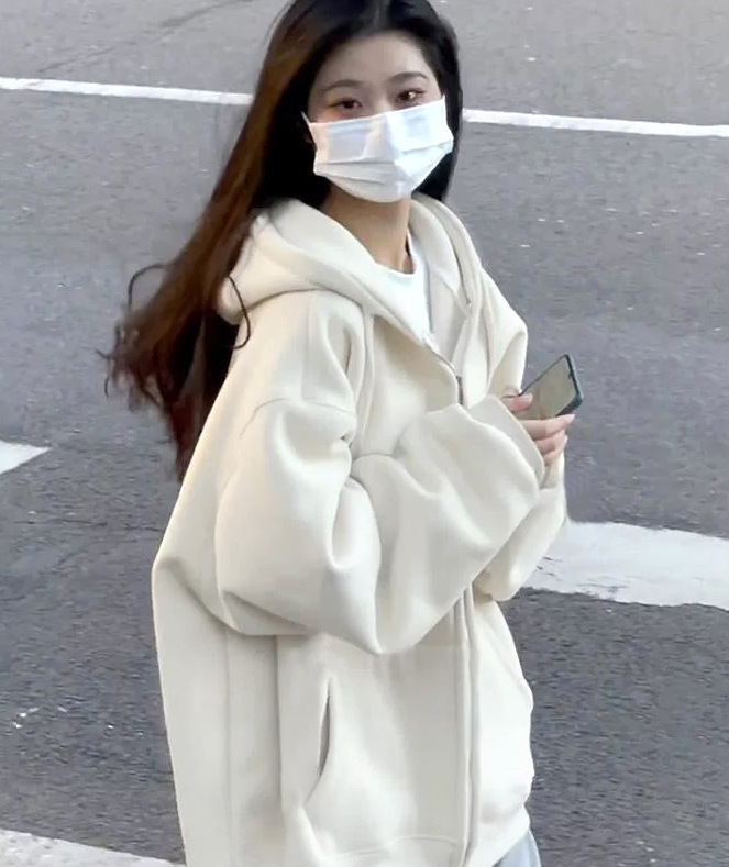 粉色大帽子卫衣外套女春秋韩系慵懒chic女装秋冬季bm穿搭宽松开衫|undefined