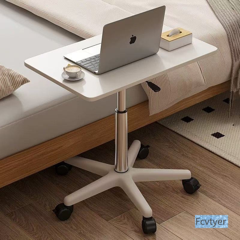Mengfan Small Table Can Be Used as a Small Mobile Computer Table with Pulleys and Adjustable Workbench, Mobile Bedside Computer Table and Notebook