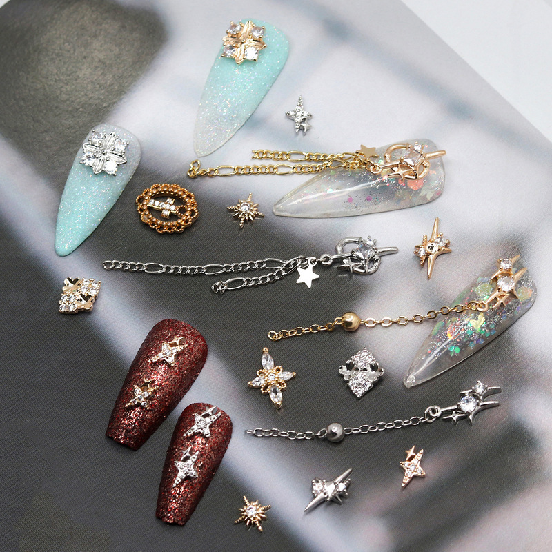 Copper inlaid with zirconium material small mans star buchelatiwind nail jewelry star mans nail stickers color retaining nail zircon wholesale