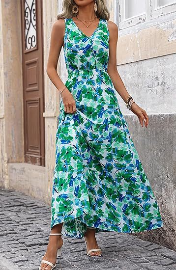 269g Weight Maxi Long Dress Dress Length Type Sleeveless Sleeve Length Swing Dress Dresses Type Sleeveless Sleeve Type Polyester Fabric Type Mid Waist Waist Line Holiday, Daily, Selfie Occasion V Neck Neckline Regular Fit Fit Type Flower Pattern Summer Season Women's Gender Printing Design Casual, Elegant, Simple Style Style Wholesale Women's Casual Elegant Simple Style Printing Flower Holiday Daily Selfie V Neck Sleeveless Swing Dress 25