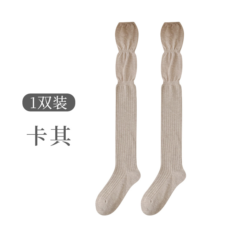 膝を越えた太ももの靴下の女性の純色の二重の日本の積み重ねの靴下は滑り止めができません。