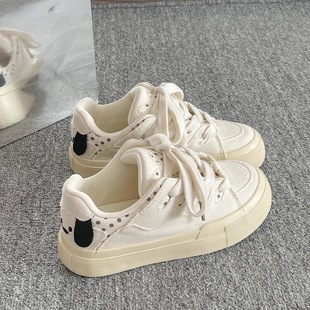 Dopamine Spring and Summer Thick Sole White Shoes Women's 2025 New Casual Sneakers Women's Shoes Cute Student Puppy Bread Shoes
