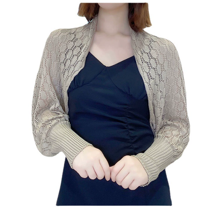 Летнее knitted осеннее накидка, тонкие рукава, дышащий жилет, защита от солнца, с защитой шеи
