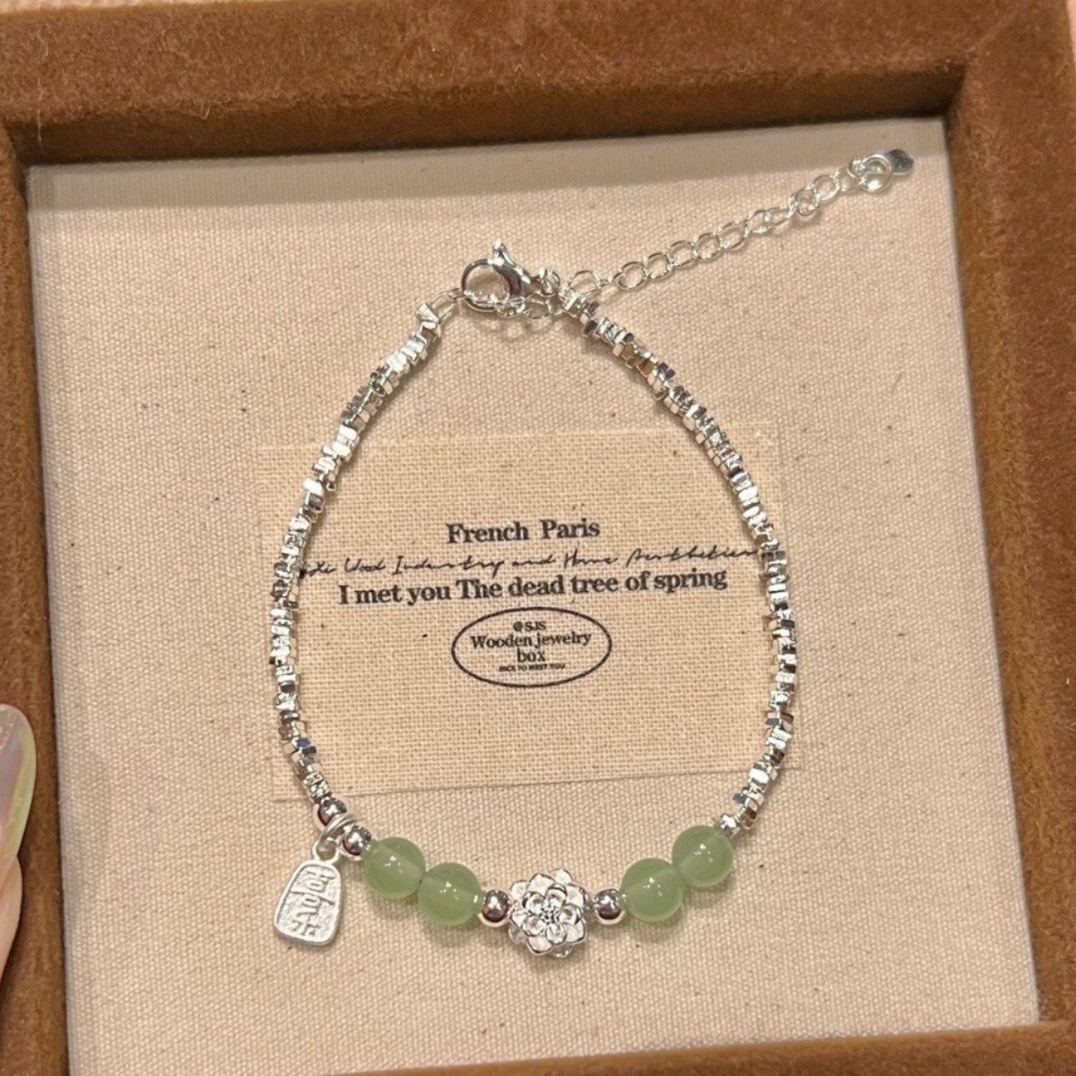 New Chinese Style Good Luck Lotus Broken Silver Bracelet for Women, Light Luxury Niche High-End Design Hand Jewelry Broken Silver Wholesale